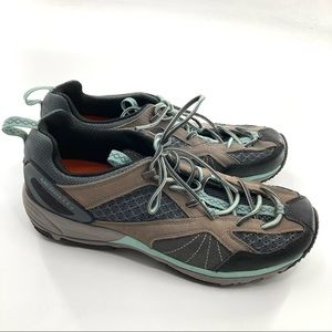 MERRELL Women’s Sport Hiking Shoes Size 10M Lace Up Low Top Tan/turquoise EUC